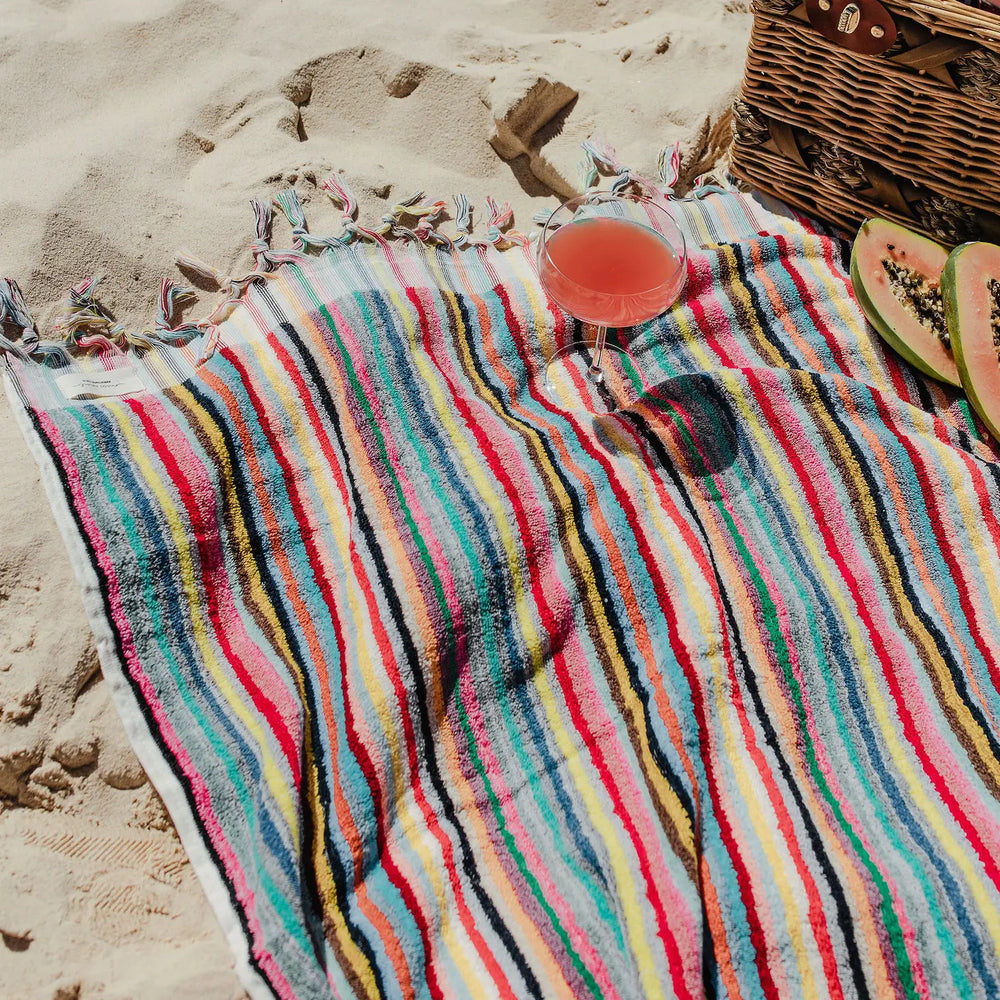 Striped Plush Turkish Towel - Multicolor