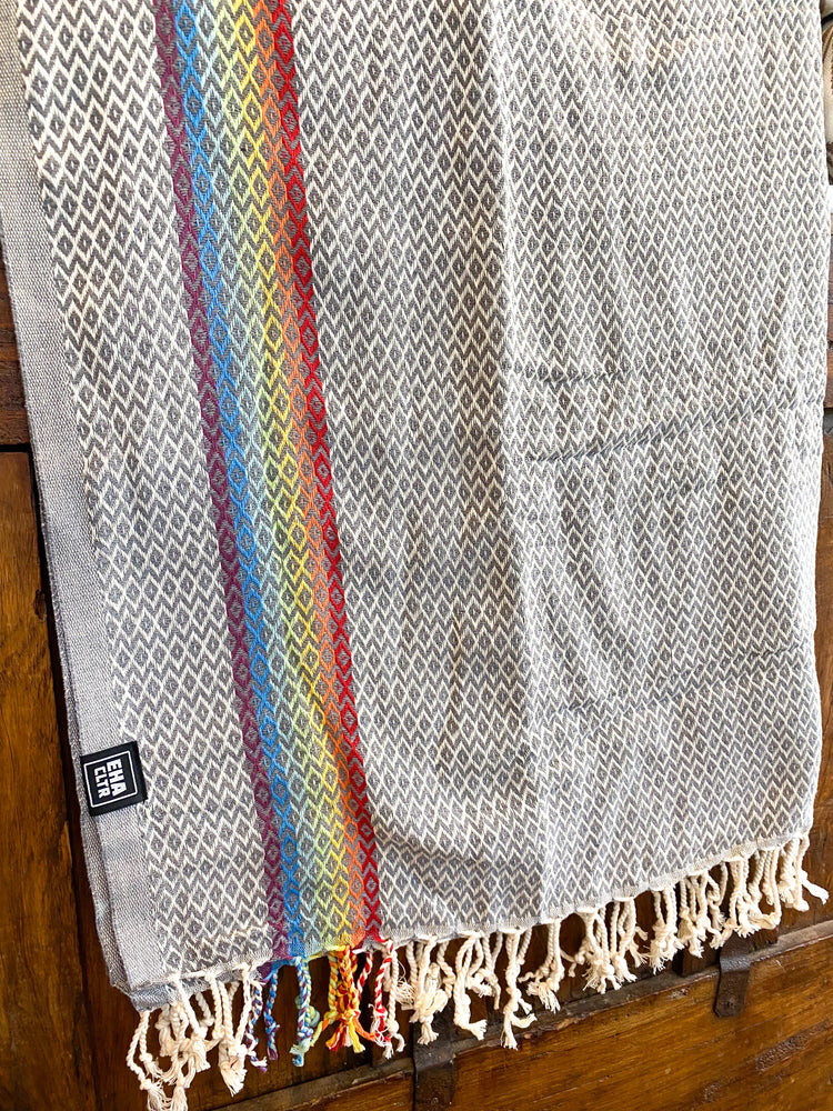 Rainbow Stripe Turkish Towel - Smokey Grey