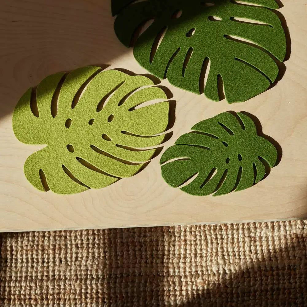Merino Wool Felt Monstera Leaf Trivet - Pistachio - Large