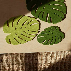 Merino Wool Felt Monstera Leaf Trivet - Pistachio - Medium