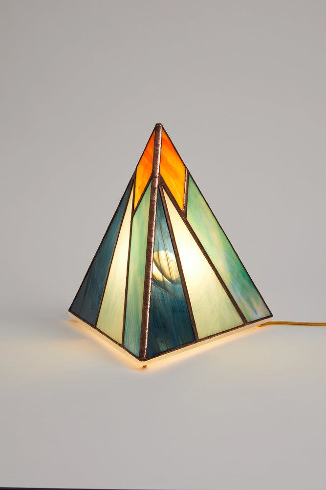 Mountain Pyramid Stained Glass Lamp