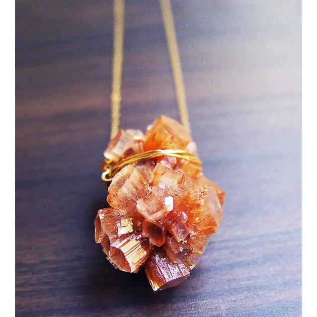 Peach Aragonite Gold Necklace