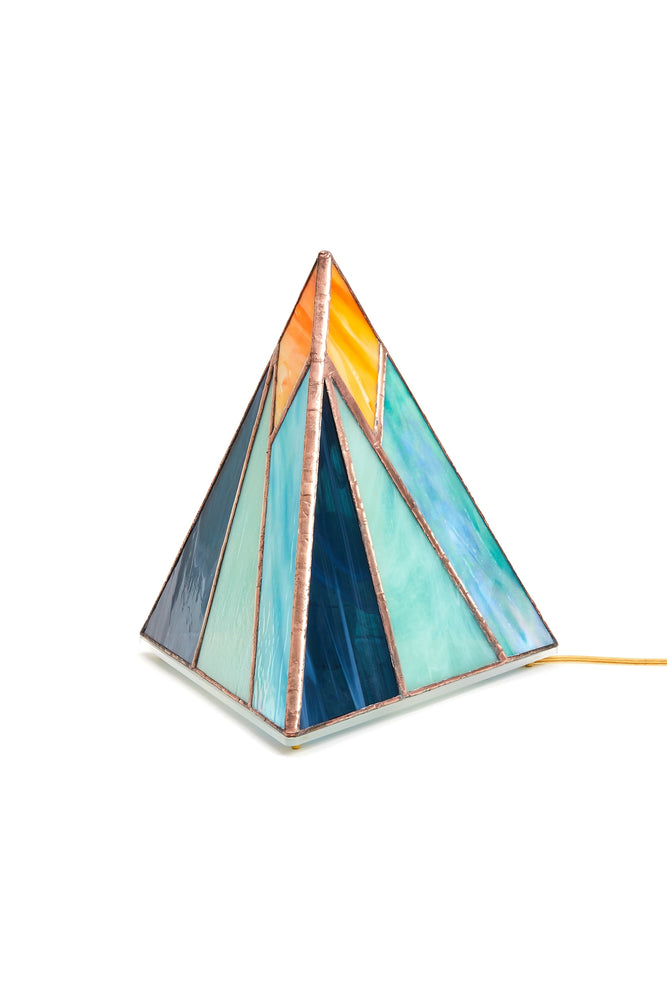 Mountain Pyramid Stained Glass Lamp