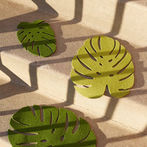 Merino Wool Felt Monstera Leaf Trivet - Loden Green - Large