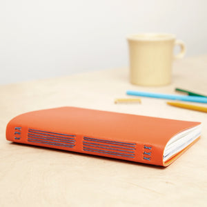 Hand Sewn Vegan Leather Journal - Orange