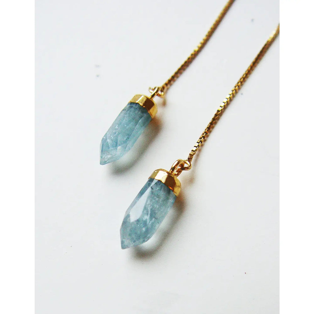 Aquamarine Gold Chain Earrings