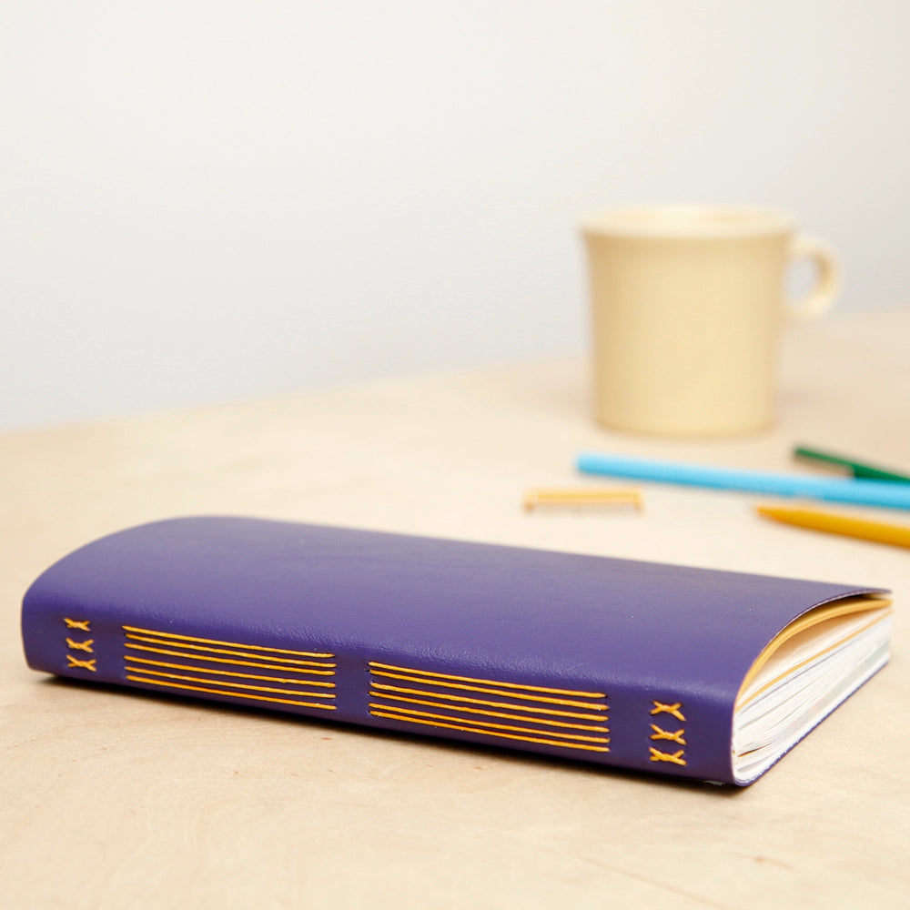Hand Sewn Vegan Leather Journal - Purple