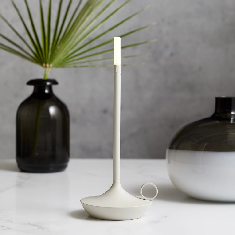 Wick Portable Rechargeable Candle Lamp in Mist Gray