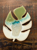 Monstera Ceramic Coaster - White Pearl