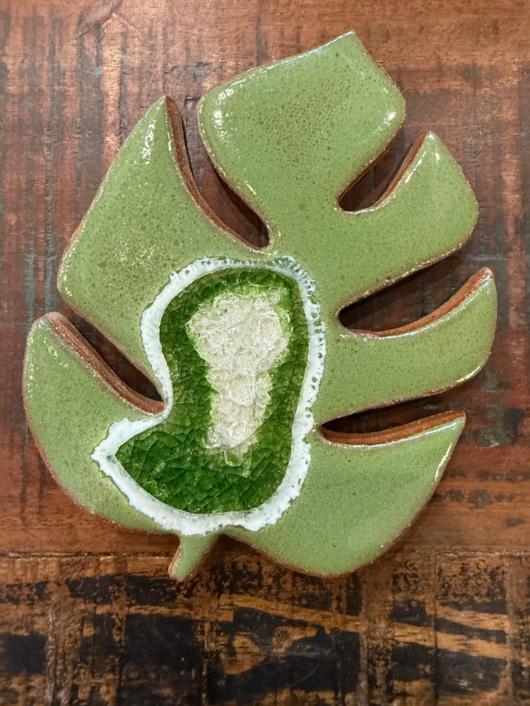 Monstera Ceramic Coaster - Apple