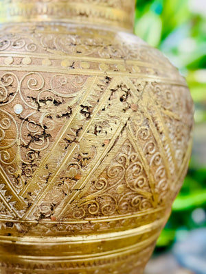 Antique Hand-Etched Anglo-Indian Brass Lamps