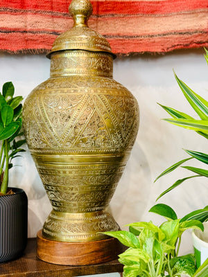 Antique Hand-Etched Anglo-Indian Brass Lamps