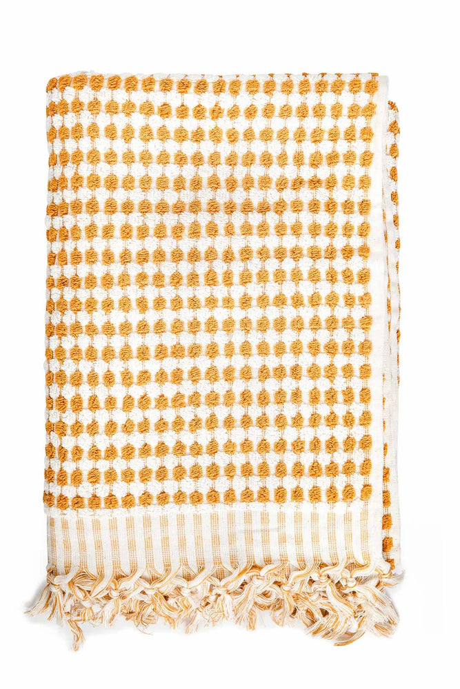 Pom-pom Plush Turkish Towel - Mustard