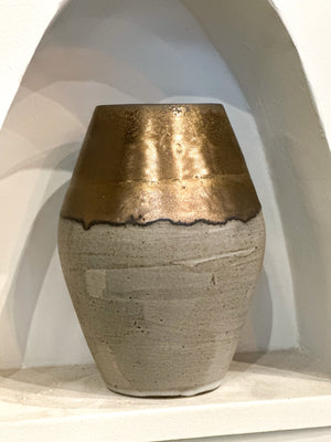 Gold + Grey Hand Thrown Vase