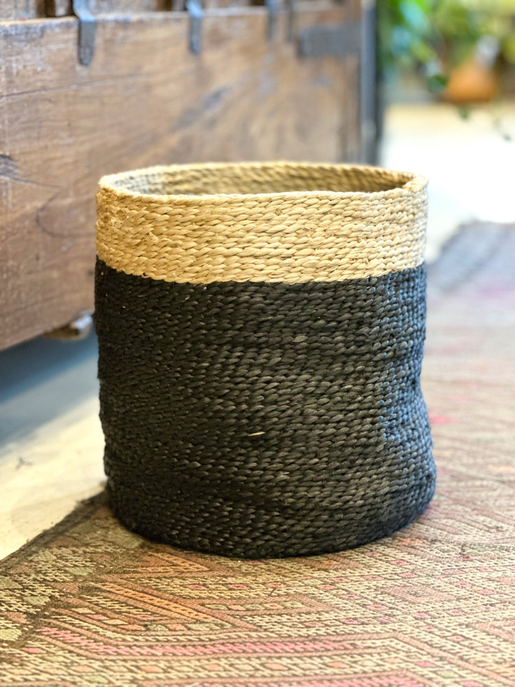 Charcoal Jute Basket w/ Cream