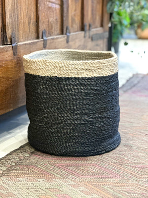 Large Charcoal Jute Basket w/ Cream