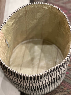 Medium Handwoven Jute Basket in Kalied Stripe