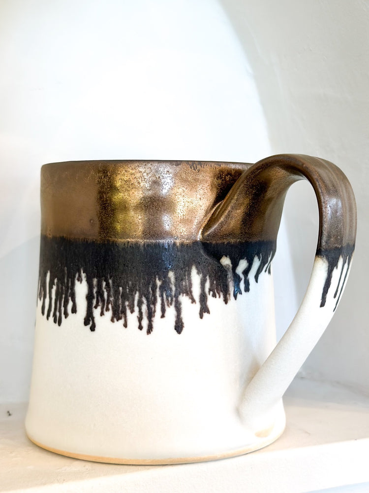 
                
                    Load image into Gallery viewer, Gold + White Hand Thrown Mug
                
            