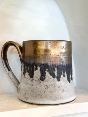 
                
                    Load image into Gallery viewer, Gold + Grey Hand Thrown Mug
                
            