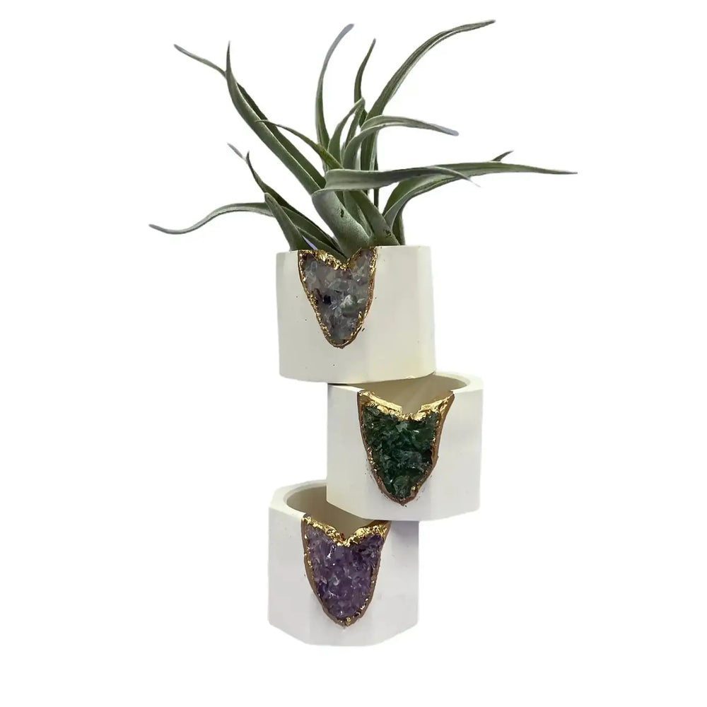 White Geode Vessel - Rose Quartz