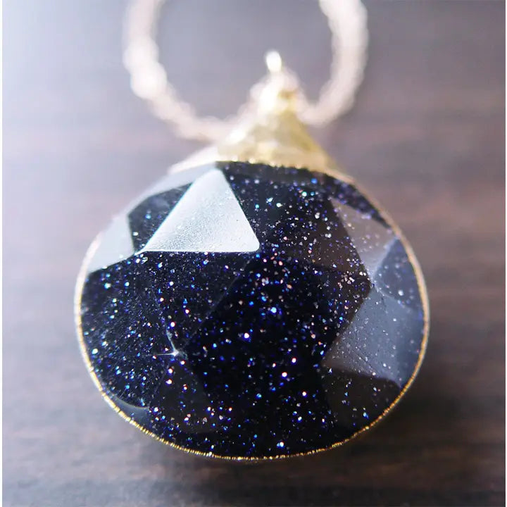 Midnight Goldstone Sterling Silver Necklace