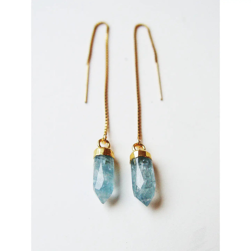 Aquamarine Gold Chain Earrings