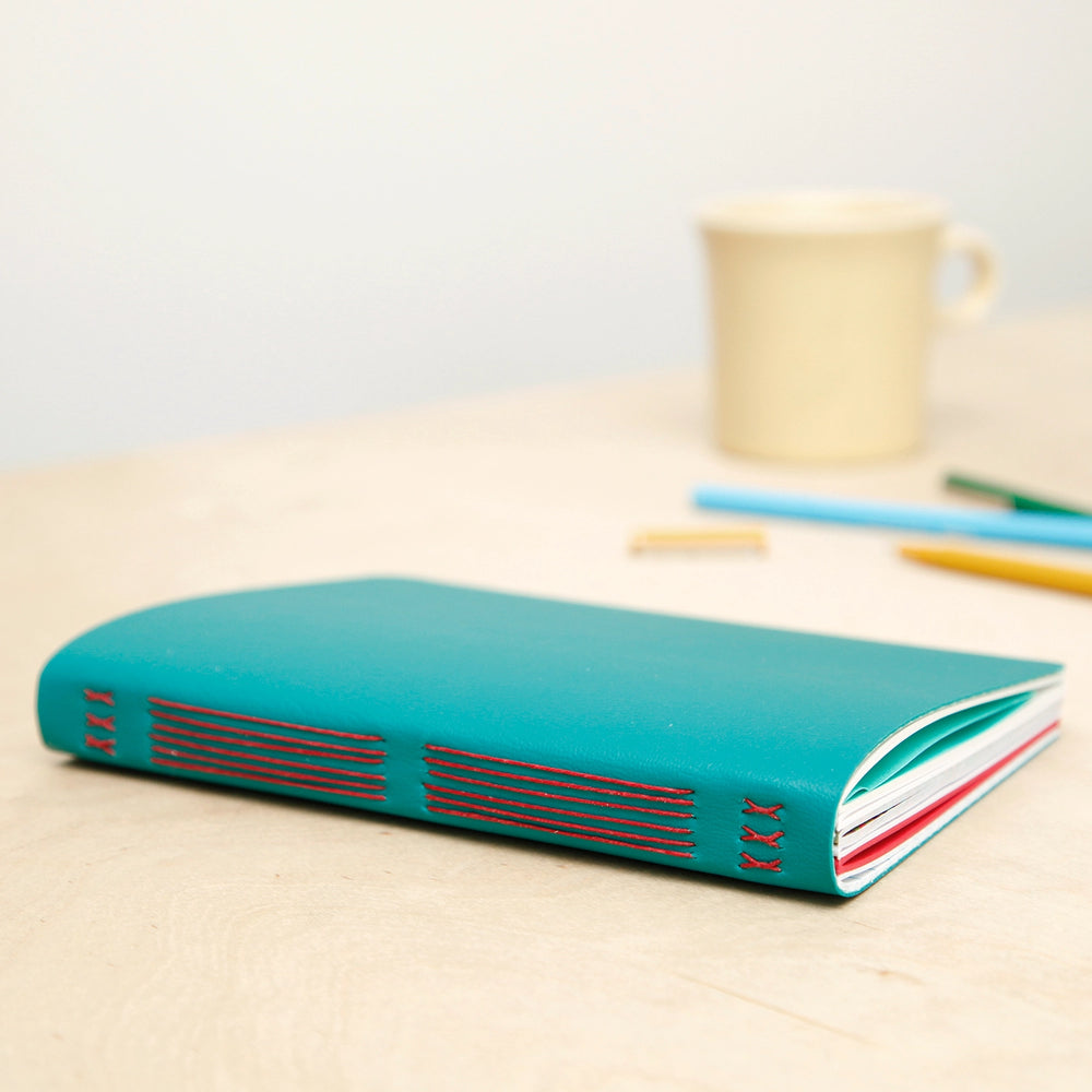 Hand Sewn Vegan Leather Journal - Teal