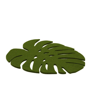Merino Wool Felt Monstera Leaf Trivet - Loden Green - Large