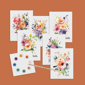 Watercolor Hand-Painted Postcard Kit - Botanicals