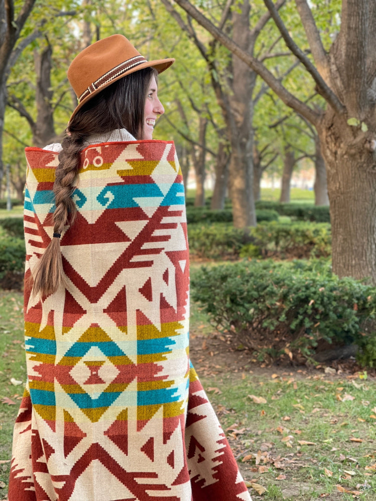 Canoa Blanket in Terracotta Sunrise