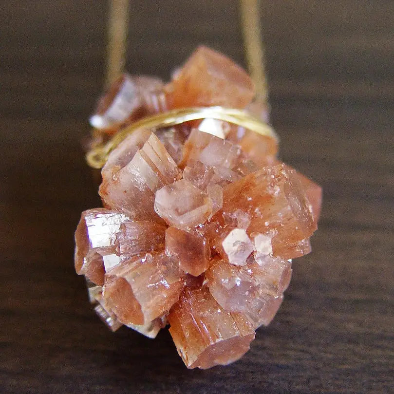 Peach Aragonite Gold Necklace