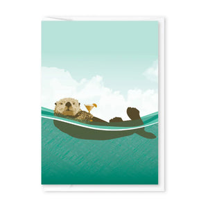 Otter With Cocktail Enclosure Card