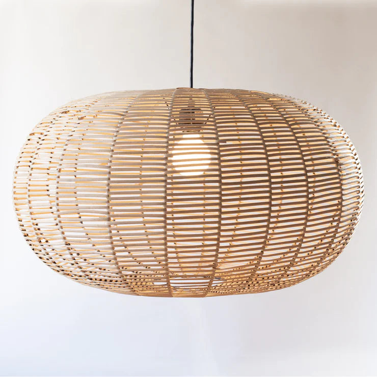 Large Disk Ratan Pendant Light