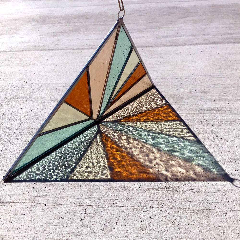 
                
                    Load image into Gallery viewer, Large Triangle Stained Glass - Seagrass
                
            