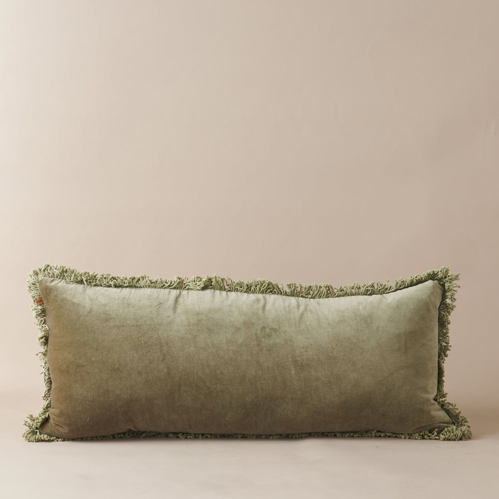 
                
                    Load image into Gallery viewer, Velvet Bolster Cushion - Olive
                
            