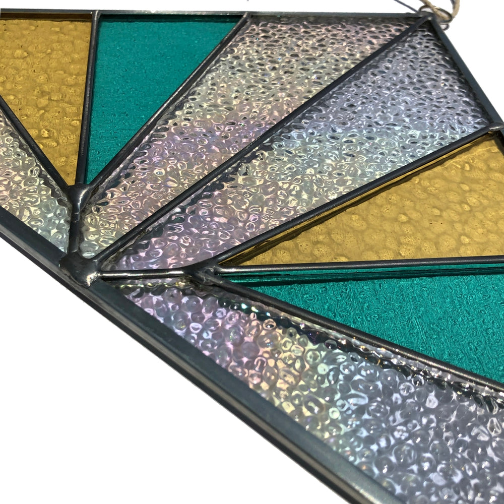 
                
                    Load image into Gallery viewer, Corner Mounted Large Triangle Stained Glass - Moondream
                
            