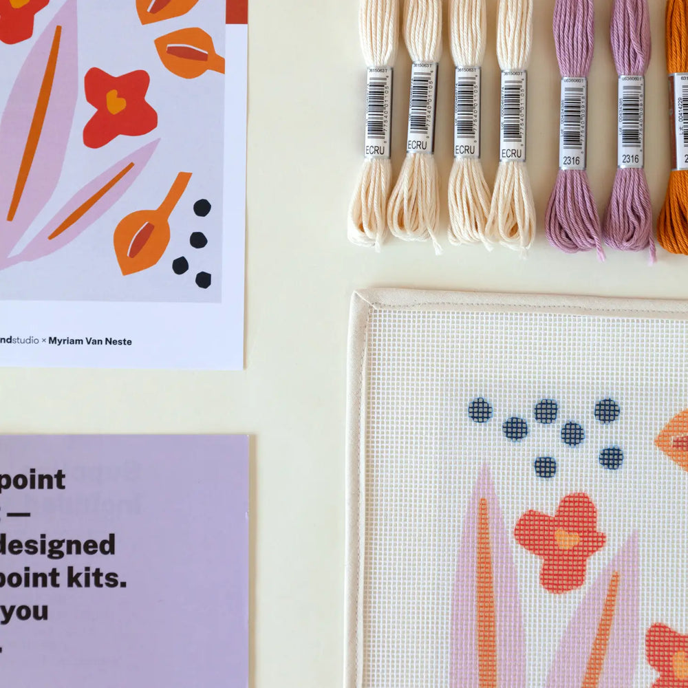 Paper Flowers Beginner Needlepoint Kit