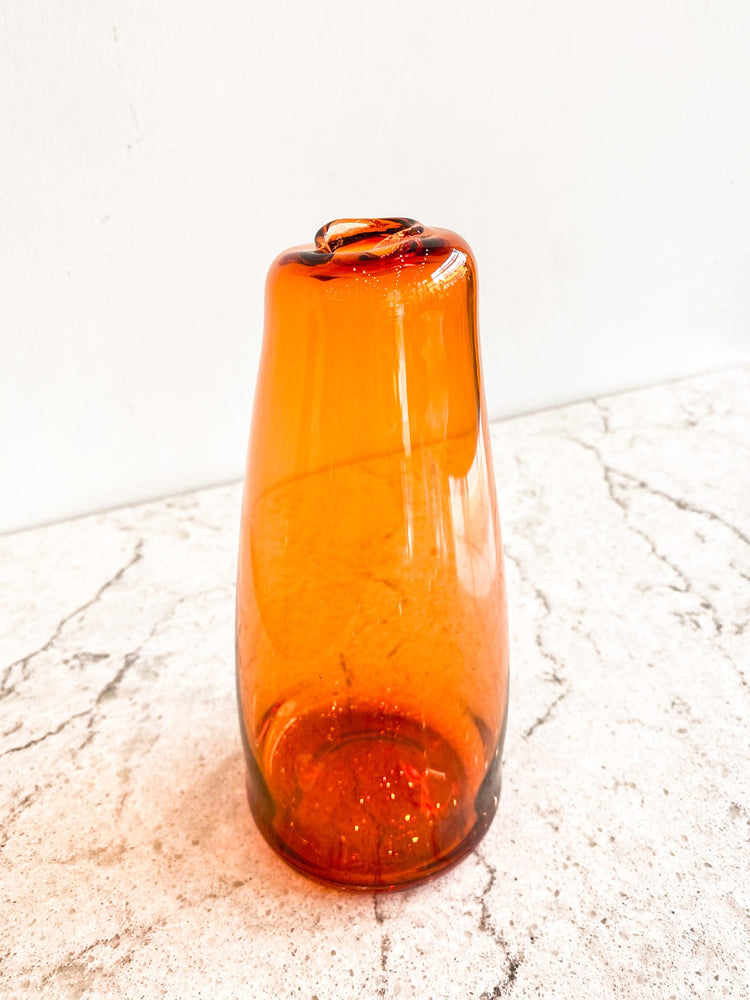 Tall Big Gem Glass Bud Vase - Tangerine
