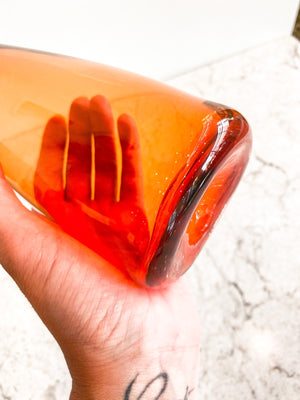 Tall Big Gem Glass Bud Vase - Tangerine