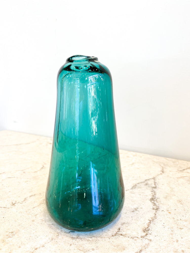 Tall Big Gem Glass Bud Vase - Lagoon