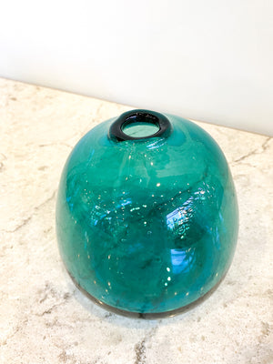 Short Big Gem Glass Bud Vase - Lagoon