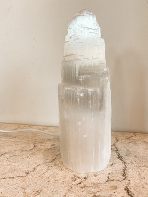 Selenite Tower Lamp - Medium