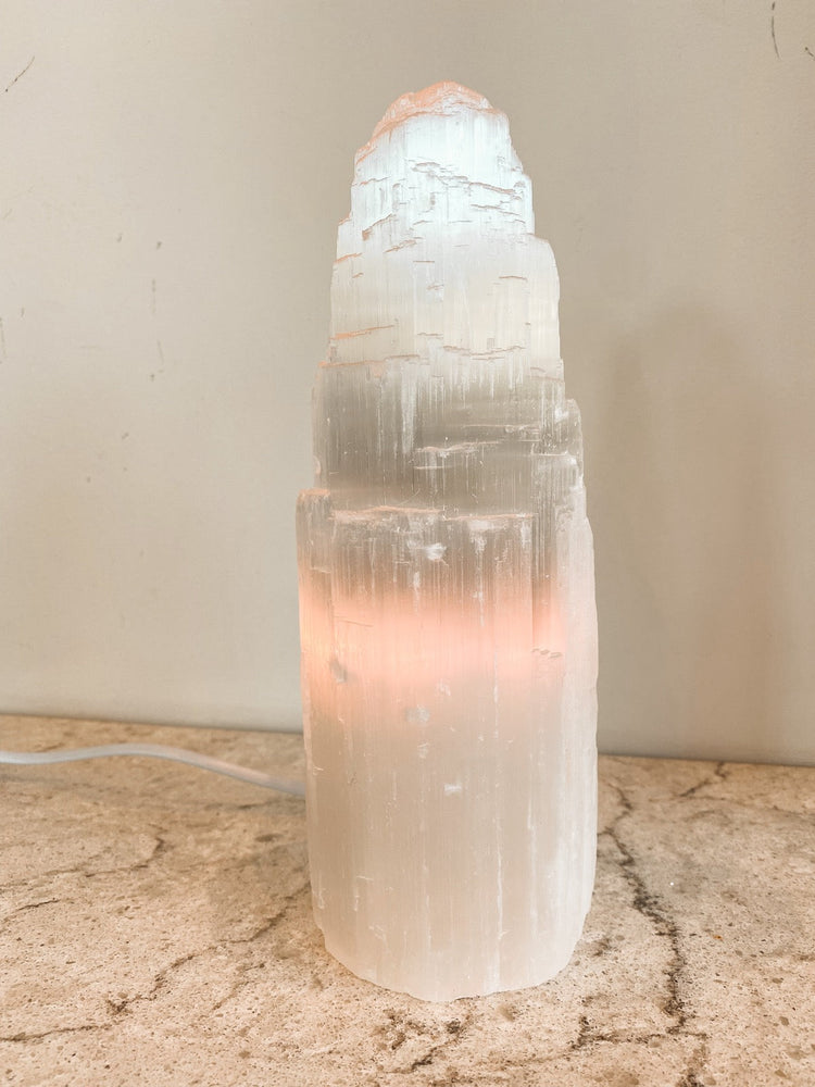 Selenite Tower Lamp - Medium