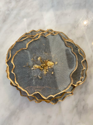 
                
                    Load image into Gallery viewer, Resin Geode Coaster Set - Storm
                
            