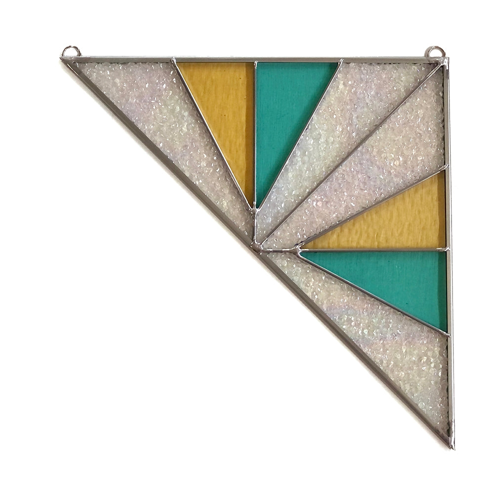 Corner Mounted Large Triangle Stained Glass - Moondream