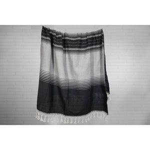 Oaxacan Hand Loomed Blanket - Black/Grey